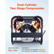 Load image into Gallery viewer, Amocart PCP Air Compressor 4500PSI/30Mpa Diving Scuba Tank Double-Cylinder Auto Stop with External Water &amp; Fan Cooling System
