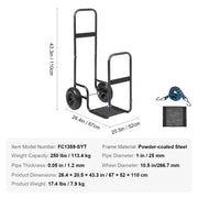 Load image into Gallery viewer, Amocart Firewood Log Cart Outdoor and Indoor Wood Rack Storage Mover with Wheels Heavy Duty Steel for Fireplace Fire Pit Black
