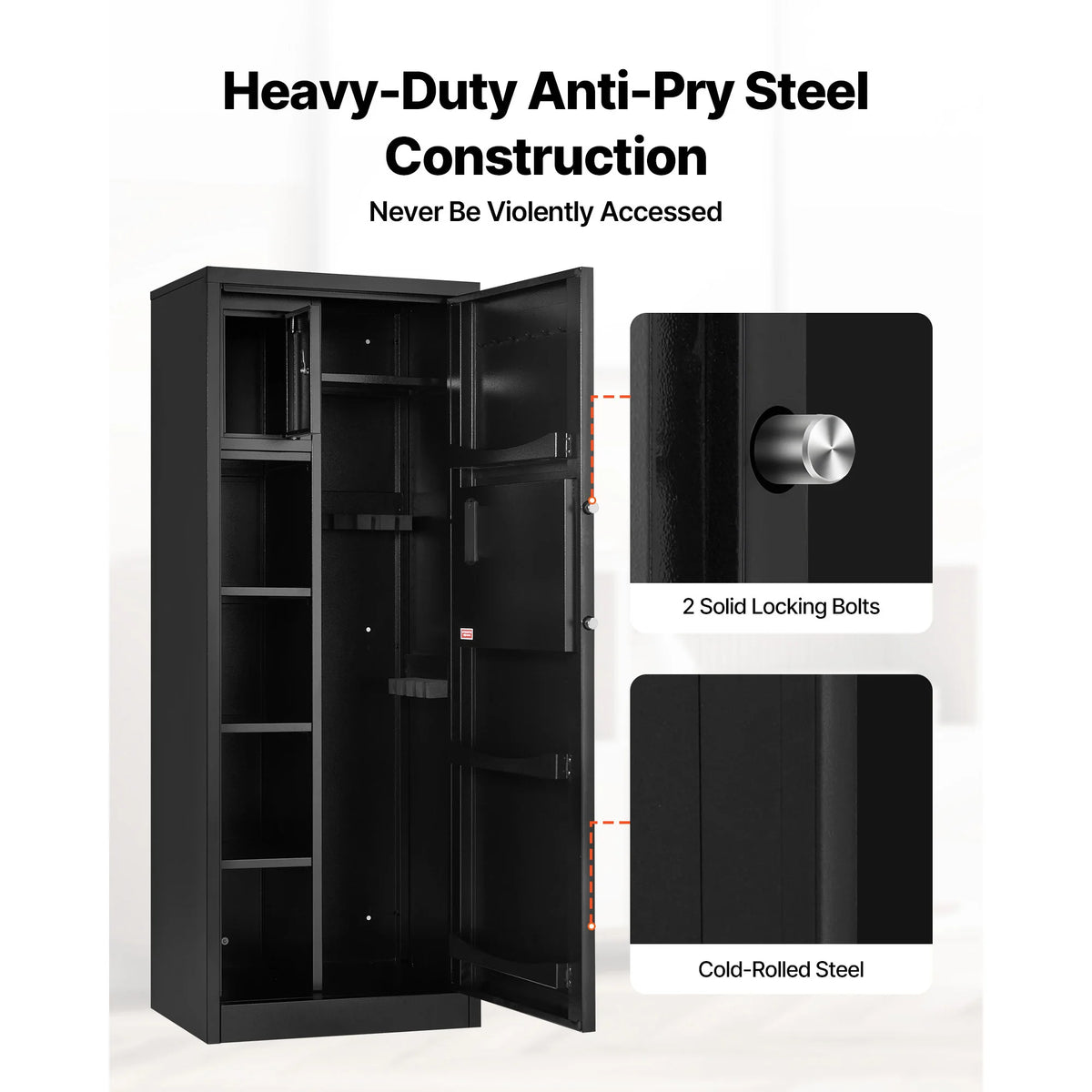 SucceBuy 4 Gun Safe Long Gun Cabinet for Rifles and Pistols Fireproof Rifle Safe Large Digital Cabinet w/ Key and Password Lock Amocart