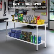 Load image into Gallery viewer, SucceBuy 24 x 72 x 36 Inch Stainless Steel Work Table Commercial Food Prep Worktable Heavy Duty Prep Worktable Metal Work Table
