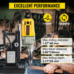 SucceBuy 1100W Magnetic Drill Press 7/12 Bits 40mm Electric Mag Bench Tapping Drilling Rig Machine