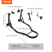 Load image into Gallery viewer, SucceBuy Motorcycle Stand Lift 850lbs Front Rear Combo Stand Lift Stand Front&amp;Rear Wheel Fork Stand Heavy Duty Rear Wheel Stand
