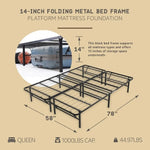 New Upgrade US Shipping Queen Size Metal Platform Bed Frame with 14 Slat Mattress Foundation No Box Spring Required-Premium