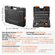Load image into Gallery viewer, Amocart Mechanics Tool Set and Socket Set 1/4" 3/8" 1/2" Drive Deep Standard Sockets 450 Pcs SAE and Metric Mechanic Tool Kit
