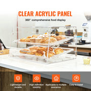 Bild in Galerie-Viewer laden, Amocart 2 Tray Clear Pastry Display Case Acrylic Commercial Countertop Bakery Display Case with Front and Rear Door for Bread
