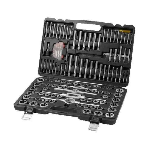 Amocart 116-Piece Tap and Die Set Include Metric and SAE Size Bearing Steel Taps and Dies Essential Threading Tool