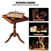 Load image into Gallery viewer, SucceBuy 18 pouces 3-en-1 dames d'échecs ensemble de Table de Backgammon Table d'échecs en bois
