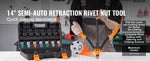 Amocart 14" 16" Rivet Nut Tool Rivnut Tool Kit with Metric and SAE Mandrels 70PCS/186PCS Rivet Nuts With Rugged Carrying Case