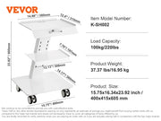 Charger l'image dans la visionneuse de galerie, Amocart Lab Trolley 3-Layer Rolling Cart Metal Mobile Trolley  220 lbs Weight Capacity for Lab Clinic Beauty and Salon
