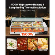 Load image into Gallery viewer, Amocart Commercial Food Warmer Electric Stainless Steel Steam Food Warmer Countertop Buffet Bain Marie with Soup for Catering
