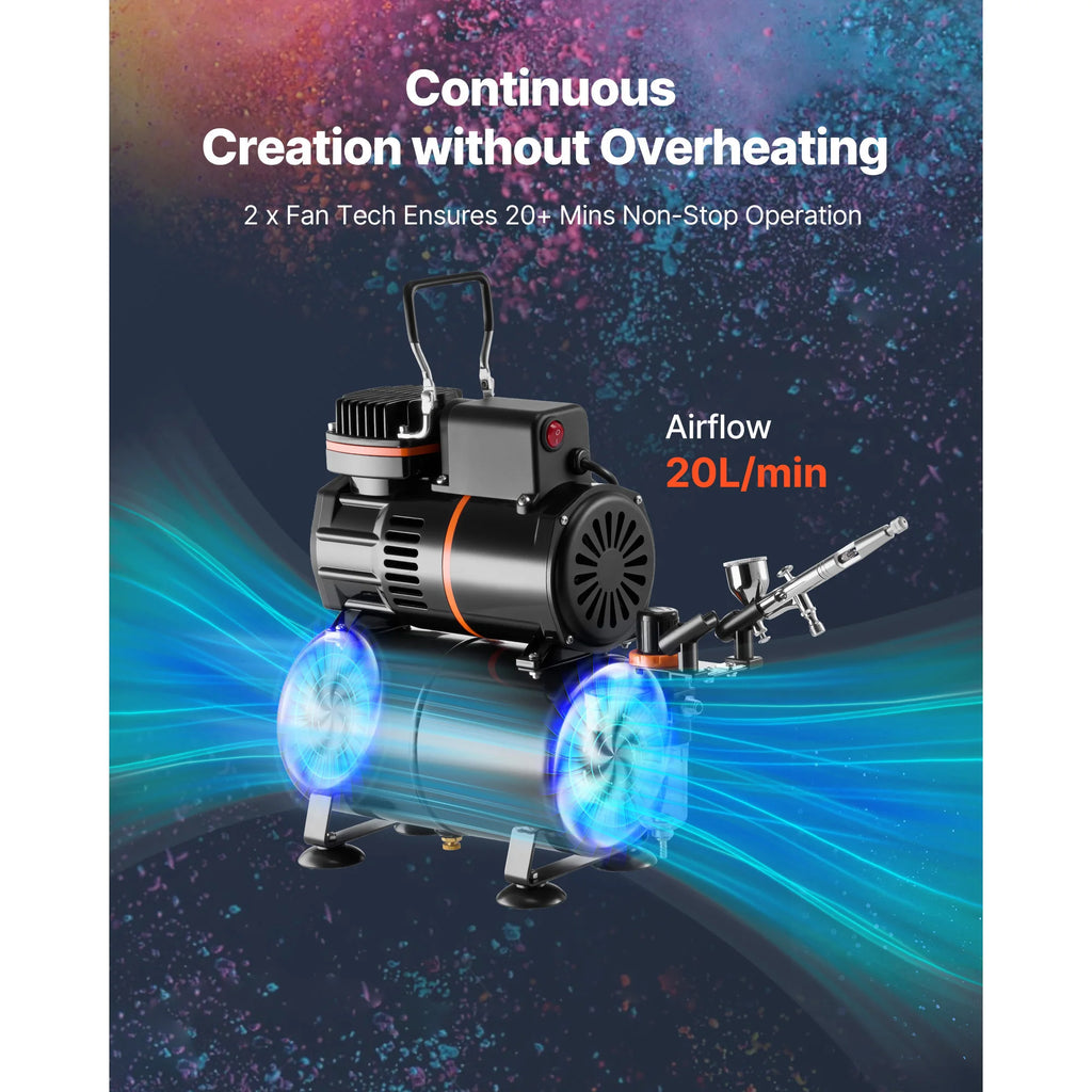 SucceBuy Airbrush Kit Air Brush Kit with Air Compressor and Tank 1 Dual-Action Airbrush with 1 Tip for Cake Decorating Nail Art