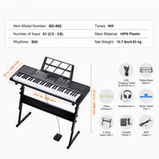 Bild in Galerie-Viewer laden, SucceBuy 61 Key Digital Keyboard Piano Electric Portable Piano 200 Tones 200 Rhythms or 600 Tones 500 Rhythms for Beginner Use
