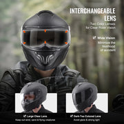 Load image into Gallery viewer, Amocart Full Face Motorcycle Helmet Smart Street ABS &amp; High Density Helmet with Bluetooth Slot &amp; Interchangeable Len, for Adult
