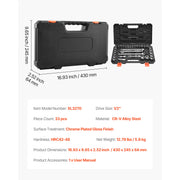 Load image into Gallery viewer, SucceBuy Socket Set 3/8 &amp; 1/4 &amp; 1/2 in Drive Socket Tool Set SAE and Metric Chrome Plated CR-V Alloy Steel for Automotive Repair - AMOCART

