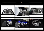 Charger l'image dans la visionneuse de galerie, Cuisine d'extérieur de luxe moderne sur mesure en acier inoxydable 304, barbecues noirs avec toit pour camping, jardin, piscine, usage commercial
