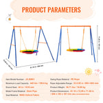 Amocart Swing Sets for Backyard 600lbs Capacity Swing Set with 1 Saucer Swing Seat 2 Belt Swing Seats Swingset Outdoor for Kids