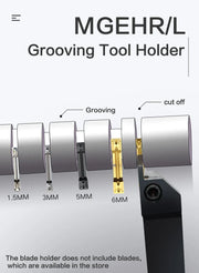 Load image into Gallery viewer, MGEHR1010 MGEHR1212 MGEHR1616 MGEHR2020 MGEHR2525 1.5 2 3 4 Grooving Tool Holder +10PCS MGMN150 MGMN200 Carbide Grooving inserts
