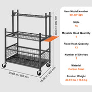 Bild in Galerie-Viewer laden, SucceBuy 16 Slots Garden Tool Organizer Yard Tool Tower Rack with Hooks Wheels Long-Handled Rake Stand Holder for Garage Storage
