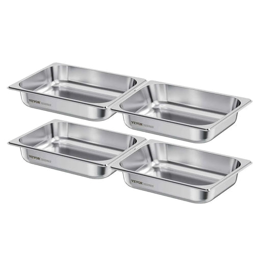 Amocart 2 4 6Pack Stainless Steam Hotel Pan 1/2 Size Table Steam Pan 2.5-6inch Deep Anti Jam Restaurant Supplies Catering