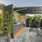 Charger l'image dans la visionneuse de galerie, Cuisine d'extérieur de luxe moderne sur mesure en acier inoxydable 304, barbecues noirs avec toit pour camping, jardin, piscine, usage commercial
