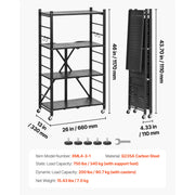 Load image into Gallery viewer, SucceBuy 6/5/4/3 Tier Black Foldable Storage Shelf with Wheels Folding Metal Rack Shelving Unit Organizer for Garage Kitchen
