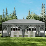 Load image into Gallery viewer, 10x20FT Pop Up Canopy Tent, Heavy Duty Wedding Party Tent Commercial Grade Instant Shelter with Removable Sidewalls for Outdoor, Parties, 3 Height, Carry Bag, Sandbag Gray
