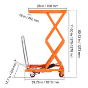 Load image into Gallery viewer, SucceBuy 330/770/1760Lbs Lifting Platform Hydraulic Car Lift Table Cart Heavy Duty Double Shear Wheelbarrow for Repair Motorcycl - AMOCART
