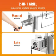 Charger l'image dans la visionneuse de galerie, Amocart 35inch Rotisserie Grill Electric Motor Charcoal Spit Grill Stainless Steel Roaster w/Lockable Wheels for Camping
