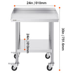 Amocart Stainless Steel Work Table Commercial Food Prep Worktable with 4 Wheels Heavy Duty Prep Worktable for Restaurant Home
