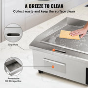 Charger l'image dans la visionneuse de galerie, Amocart 21In Commercial Electric Grill Flat Pan Stainless Steel Desktop Griddle Hotplate Teppanyaki Grill w/Temperature Control
