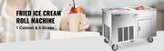 Load image into Gallery viewer, Amocart Commercial Fried Ice Cream Roll Machine w/ 6 Buckets Single Square Pan Stainless Steel Home Ice Cream Porridge Maker

