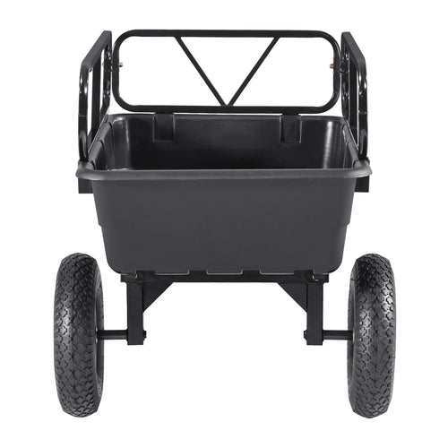 SucceBuy Garden Utility Trailer 10 Cu. Ft 500lbs ATV UTV Hauling Trailer Tow Behind Poly Dump Cart with 16