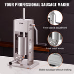SucceBuy Manual Sausage Stuffer 5LBS/3L Capacity Two Speed 304 Stainless Steel Vertical Sausage Stuffer Sausage Filling Machine
