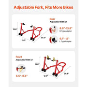 Load image into Gallery viewer, Amocart Motorcycle Stand Lift 850lbs Front Rear Combo Stand Lift Front Wheel Dual-Fork Stand Rear U+L Fork Swingarm Spool Stand
