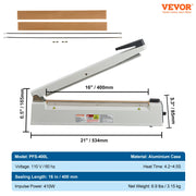 Bild in Galerie-Viewer laden, Amocart 8/12/16in Impulse Poly Bag Sealer Manual Heat Sealing Machine with Adjustable Heating Mode for Plastic Mylar PE PP Bags
