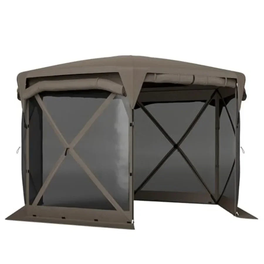 Pop Up Gazebo Sn Tent House 11 x 11ft with UPF30+ Removable Roof Cover 4 Roll-up Wind Panels and Carry Bag for Camping Patio Ba
