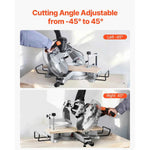 Amocart Sliding Compound Miter Saw 12-Inch Blade 15Amp Motor 60-Tooth Corded Double Bevel Sliding Miter Saw LED Alignment