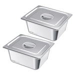 SucceBuy 2 4 6Pack Stainless Steam Hotel Pan 1/2 Size Table Steam Pan 2.5-6inch Deep Anti Jam Restaurant Supplies Catering