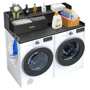 Load image into Gallery viewer, SucceBuy Washer Dryer Countertop w/ Drawer Shelf Wooden Washer and Dryer Countertop Laundry Topper for Laundry Room Organization
