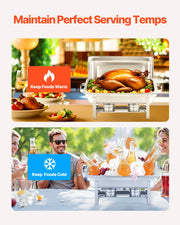 Load image into Gallery viewer, SucceBuy 8 Qt 4/6 Pack Chafing Dish Buffet Set Stainless Steel Chafer Rectangle Catering Warmer Server w/Lid Water Pan for party
