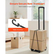 Load image into Gallery viewer, SucceBuy Folding Hand Truck 110lbs Capacity Collapsible Luggage Cart w/ 2Wheels&amp;1 Elastic Rope Utility Dolly Platform Cart Black - AMOCART
