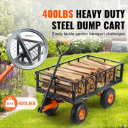 Load image into Gallery viewer, Amocart Garden Cart Sturdy Metal Utility Wagon with Cart Wheelbarrow Simple Assembly Versatile Dump with 400/880lbs Capacity
