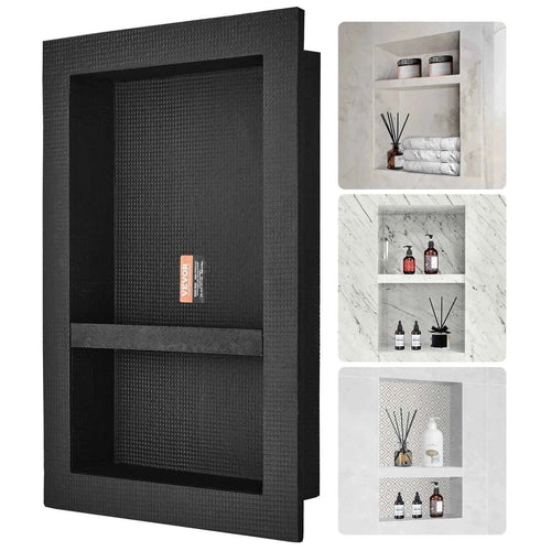 SucceBuy Shower Niche Ready for Tile Shelf Organizer  Corners Niche Recessed Sealed Protection  Soap Storage for Shower Bathroom