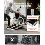 SucceBuy 12/24/36/48/60/72/84/96/120in Portable Door Threshold Ramp 800LBS Aluminum Folding Handicap Curbs Ramp for Wheelchair