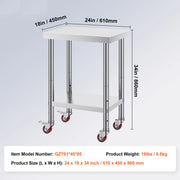Bild in Galerie-Viewer laden, SucceBuy Stainless Steel Kitchen Worktable shelves Commercial Work Bench Table with Caster Wheels for Home Restaurant Storage
