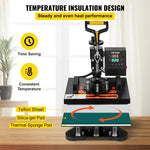 SucceBuy 2IN1 Heat Press Machine 15x15/10x12in Clamshell Sublimation Transfer Printer w Coating Powerpress DIY T-shirt Cap