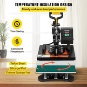 Load image into Gallery viewer, SucceBuy 2IN1 Heat Press Machine 15x15/10x12in Clamshell Sublimation Transfer Printer w Coating Powerpress DIY T-shirt Cap
