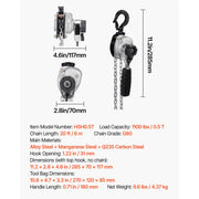Load image into Gallery viewer, Amocart 0.5T/0.25T Manual Lever Chain Hoist 5/10/20 FT Lift G80 Alloy Steel Chain With Dual Pawl Mechanical Brake for Warehouse

