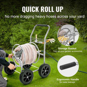 Load image into Gallery viewer, Amocart Hose Reel Cart 250ft Heavy Duty Garden Water Yard Planting w/ Basket Effortless Roll-up  Versatile Application Steel
