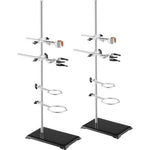 Amocart Lab Stand Support Laboratory Retort 2 Sets Steel Lab Stand 23.6" Rod Includes Flask Clamps Burette Clamps&Cross Clamps